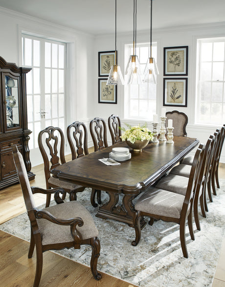 Maylee Dark Brown Dining Table and 10 Chairs from Ashley - Luna Furniture
