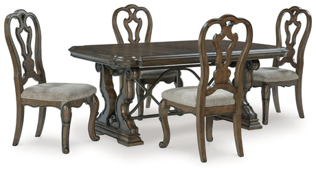 Maylee Dark Brown Dining Table and 4 Chairs from Ashley - Luna Furniture