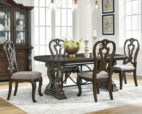 Maylee Dark Brown Dining Table and 4 Chairs from Ashley - Luna Furniture