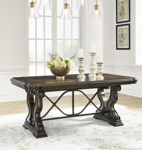 Maylee Dark Brown Dining Table and 6 Chairs from Ashley - Luna Furniture