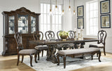 Maylee Dark Brown Dining Table and 6 Chairs and Bench from Ashley - Luna Furniture