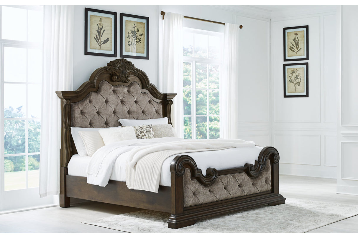 Maylee Dark Brown King Upholstered Panel Bed from Ashley - Luna Furniture
