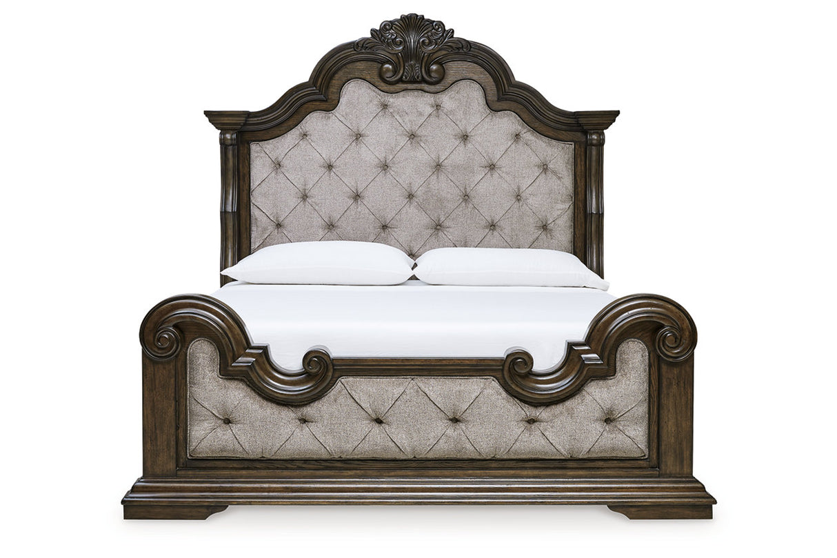 Maylee Dark Brown King Upholstered Panel Bed from Ashley - Luna Furniture