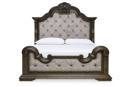 Maylee Dark Brown King Upholstered Panel Bed from Ashley - Luna Furniture