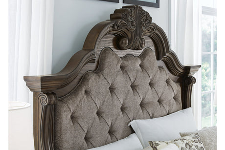 Maylee Dark Brown King Upholstered Panel Bed from Ashley - Luna Furniture