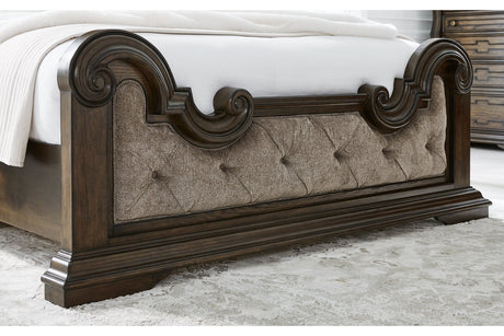 Maylee Dark Brown King Upholstered Panel Bed from Ashley - Luna Furniture