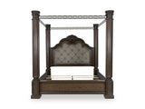 Maylee Dark Brown Queen Upholstered Canopy Bed from Ashley - Luna Furniture