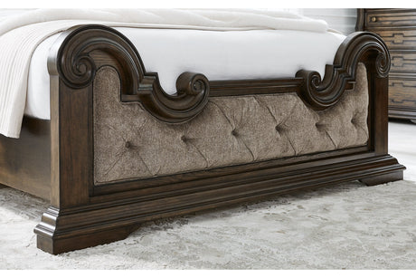 Maylee Dark Brown Upholstered Panel Bedroom Set from Ashley - Luna Furniture