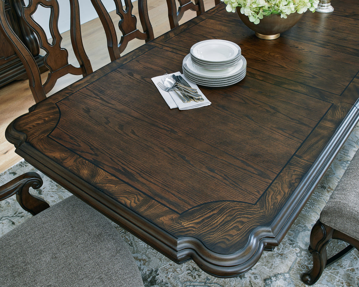 Maylee Dining Table and 6 Chairs and Bench in Dark Brown from Ashley Furniture - Luna Furniture
