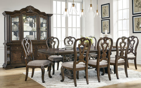 Maylee Dining Table and 8 Chairs in Dark Brown from Ashley - Luna Furniture