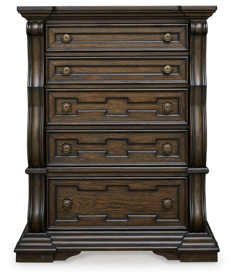 Maylee King Upholstered Panel Bed, Chest and 2 Nightstands from Ashley - Luna Furniture