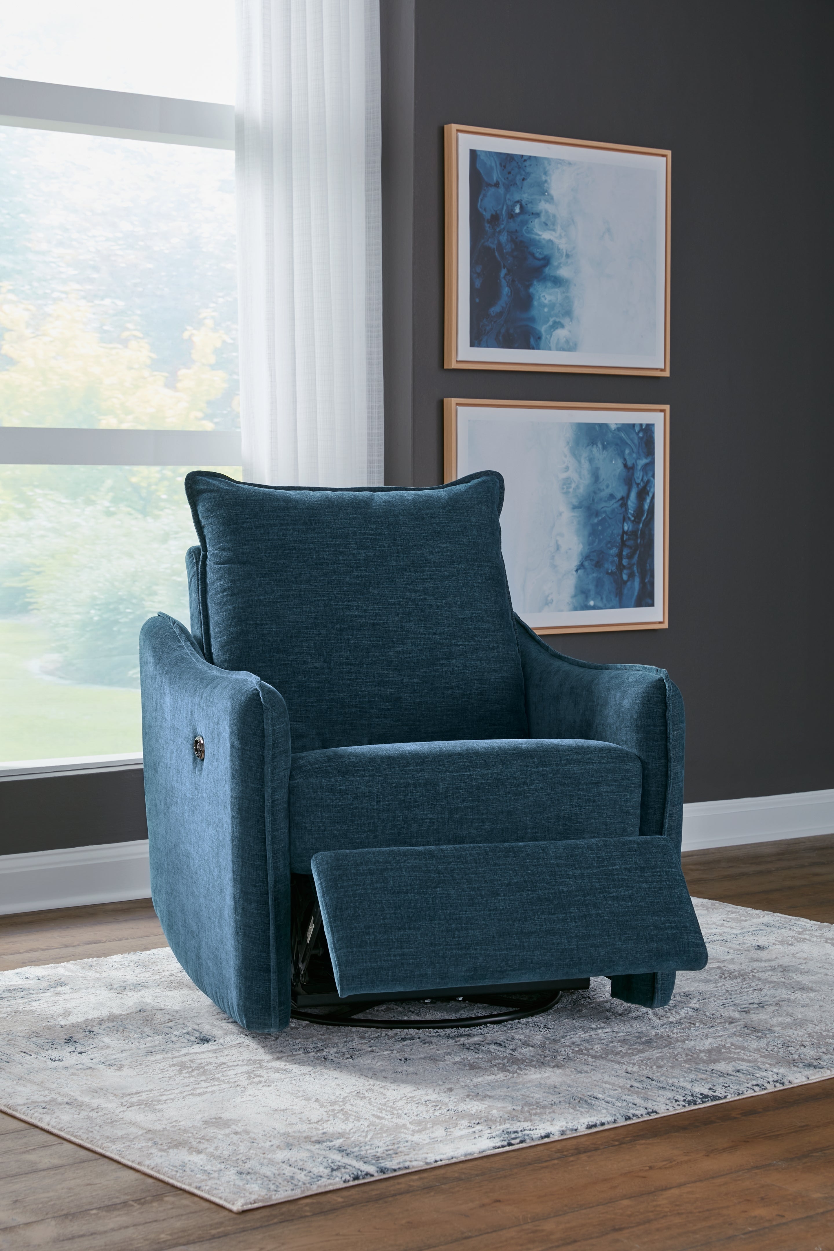 バランスチェアイージー　ネイビー Jonathan Blue Power Glider Recliner From Leather Italia | Coleman
