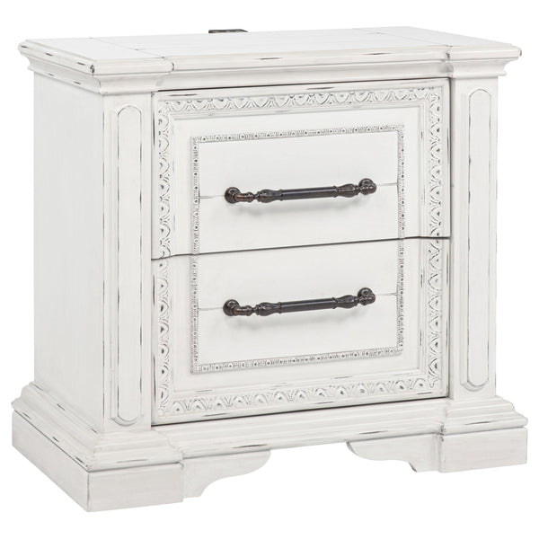McKinney Vintage White 2-Drawer Nightstand with Dual USB