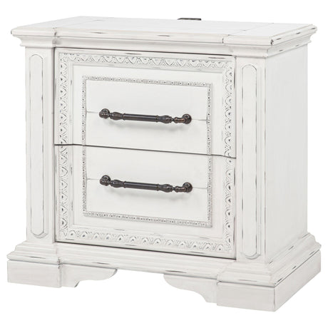 McKinney Vintage White 2-Drawer Nightstand with Dual USB from Coaster - Luna Furniture