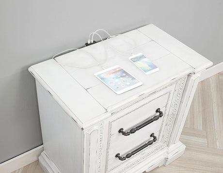 McKinney Vintage White 2-Drawer Nightstand with Dual USB from Coaster - Luna Furniture