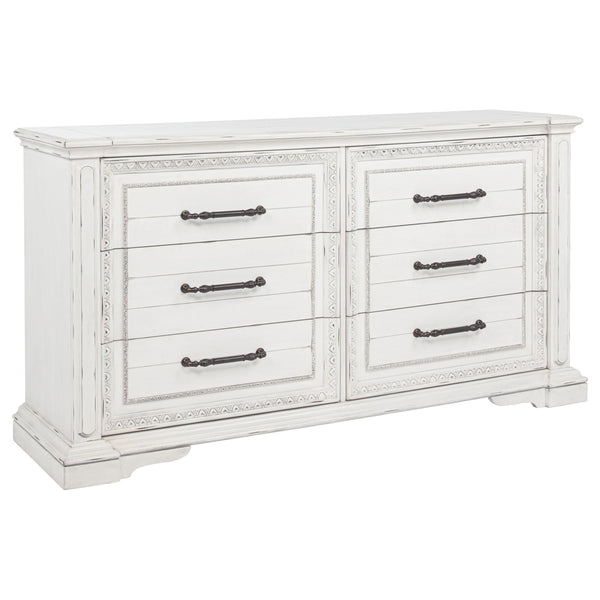 McKinney Vintage White 6-Drawer Bedroom Dresser Cabinet