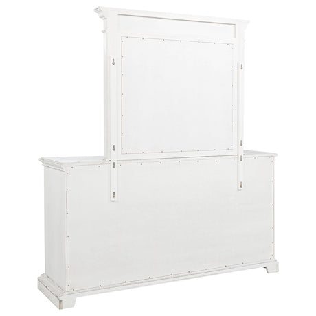 McKinney Vintage White 6-Drawer Bedroom Dresser with Mirror from Coaster - Luna Furniture