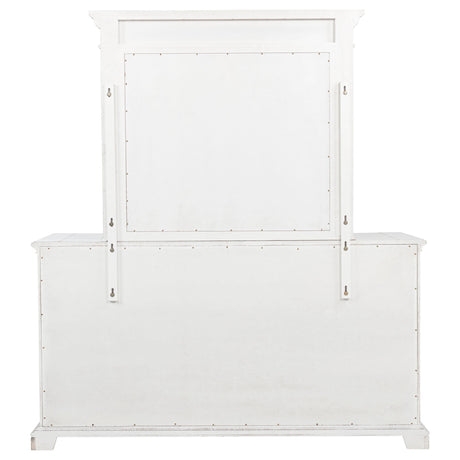 McKinney Vintage White 6-Drawer Bedroom Dresser with Mirror from Coaster - Luna Furniture