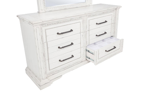 McKinney Vintage White 6-Drawer Bedroom Dresser with Mirror from Coaster - Luna Furniture