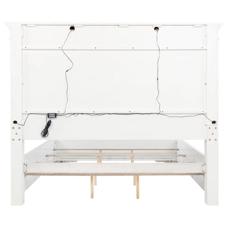 McKinney Vintage White California King LED Light Panel Bed from Coaster - Luna Furniture