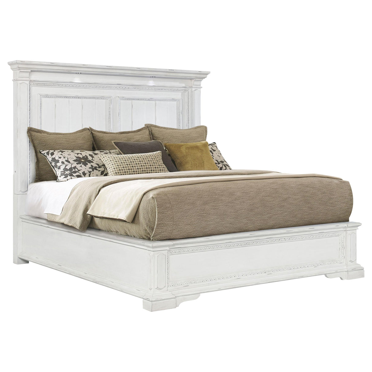 McKinney Vintage White Queen LED Light Panel Bed from Coaster - Luna Furniture