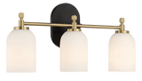 Meadows Three Lights Vanity Brushed Gold Bathroom Wall Light for Bathroom Over Mirror 20.5"W × 10.125"H × 5.5"E with White Frosted Glass from Ashcroft Furniture - Luna Furniture