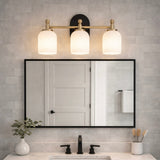 Meadows Three Lights Vanity Brushed Gold Bathroom Wall Light for Bathroom Over Mirror 20.5"W × 10.125"H × 5.5"E with White Frosted Glass from Ashcroft Furniture - Luna Furniture
