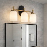 Meadows Three Lights Vanity Brushed Gold Bathroom Wall Light for Bathroom Over Mirror 20.5"W × 10.125"H × 5.5"E with White Frosted Glass from Ashcroft Furniture - Luna Furniture