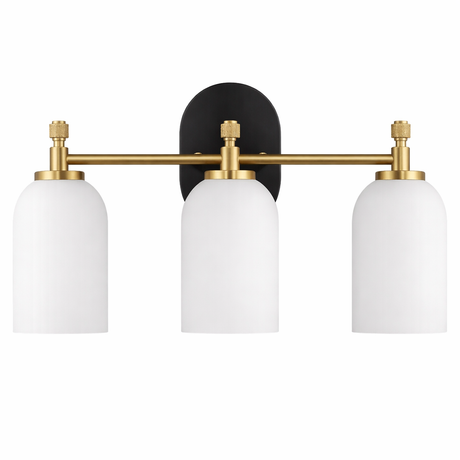 Meadows Three Lights Vanity Brushed Gold Bathroom Wall Light for Bathroom Over Mirror 20.5"W × 10.125"H × 5.5"E with White Frosted Glass from Ashcroft Furniture - Luna Furniture