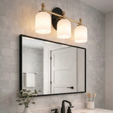 Meadows Three Lights Vanity Brushed Gold Bathroom Wall Light for Bathroom Over Mirror 20.5"W × 10.125"H × 5.5"E with White Frosted Glass from Ashcroft Furniture - Luna Furniture