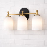 Meadows Three Lights Vanity Brushed Gold Bathroom Wall Light for Bathroom Over Mirror 20.5"W × 10.125"H × 5.5"E with White Frosted Glass from Ashcroft Furniture - Luna Furniture