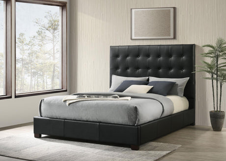 Medley Black Genuine Leather Eastern King Platform Bed from Coaster - Luna Furniture