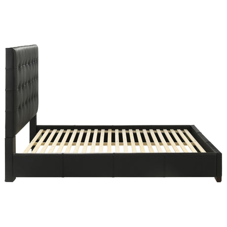 Medley Black Genuine Leather Eastern King Platform Bed from Coaster - Luna Furniture