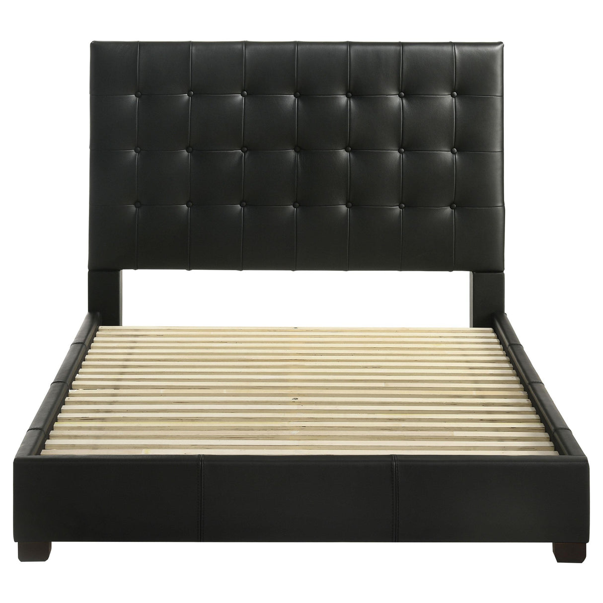 Medley Black Genuine Leather Queen Panel Platform Bed from Coaster - Luna Furniture