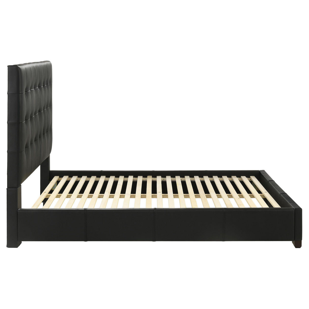 Medley Black Genuine Leather Queen Panel Platform Bed from Coaster - Luna Furniture