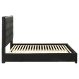 Medley Black Genuine Leather Queen Panel Platform Bed from Coaster - Luna Furniture