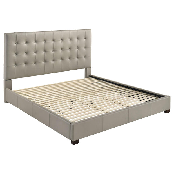Medley Tan Genuine Leather Eastern King Platform Bed