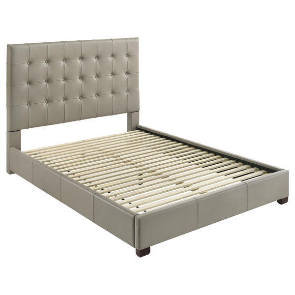 Medley Tan Genuine Leather Queen Panel Platform Bed