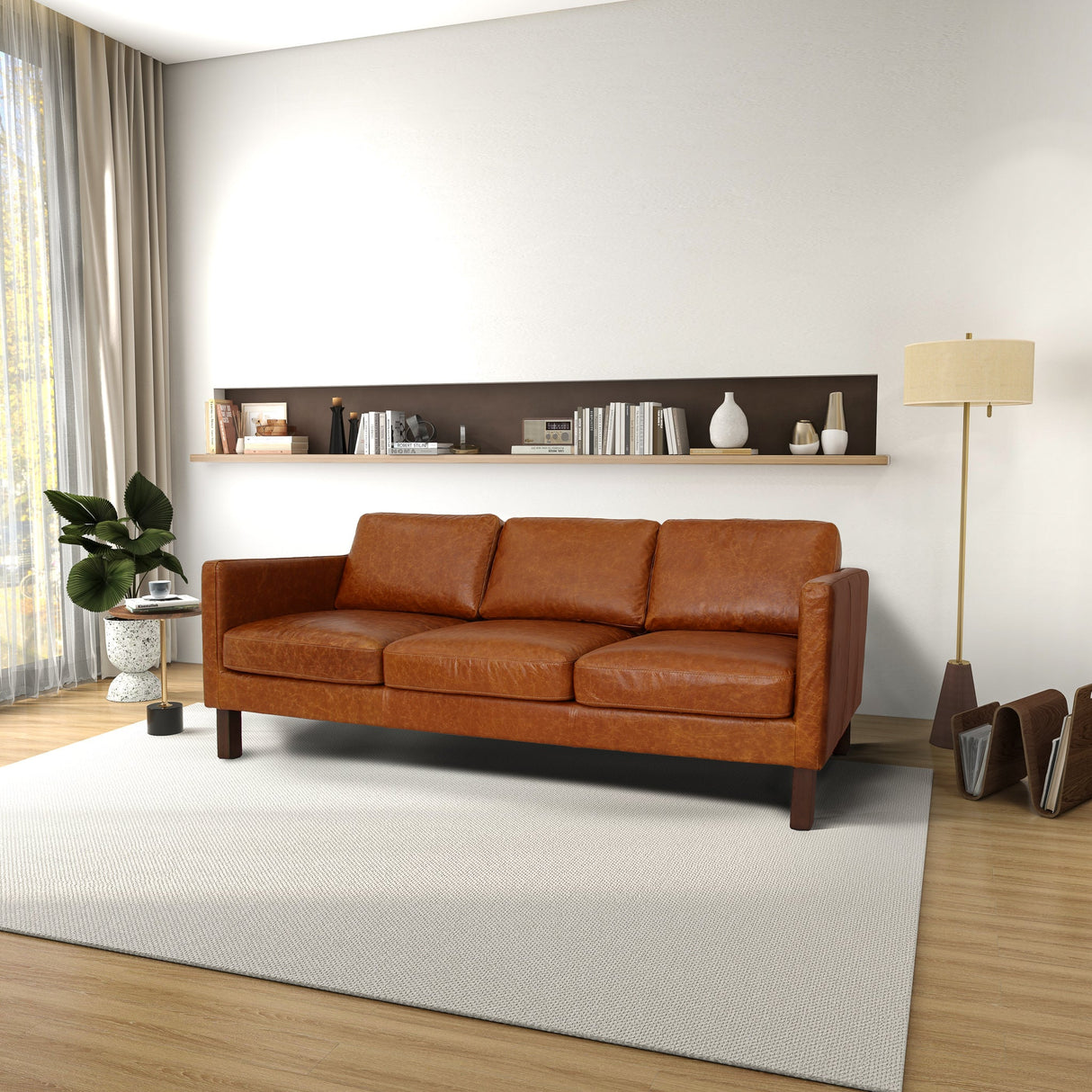 Memphis Cognac Waxy Leather Sofa from Midinmod - Luna Furniture
