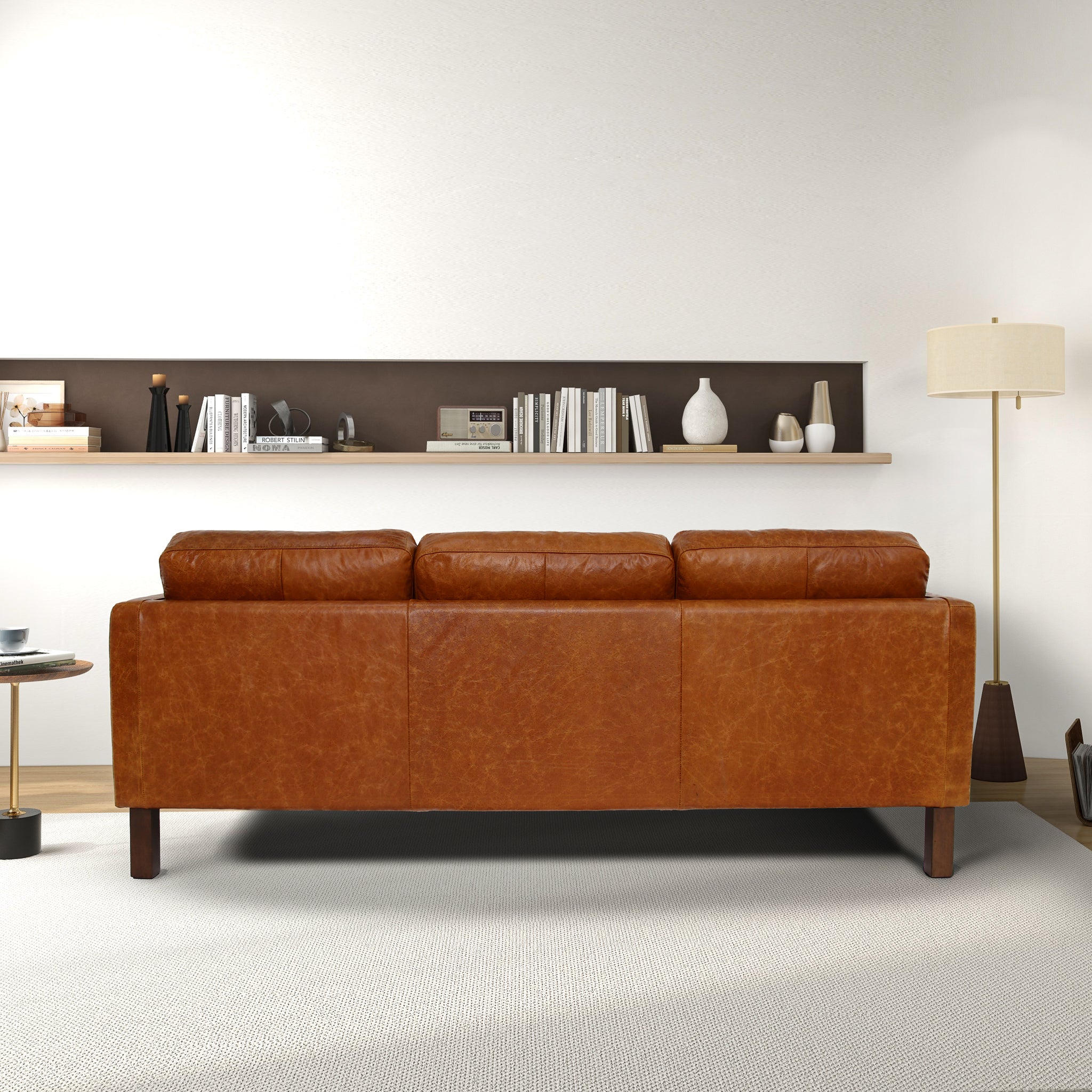 Memphis Cognac Waxy Leather Sofa – Luna Furniture
