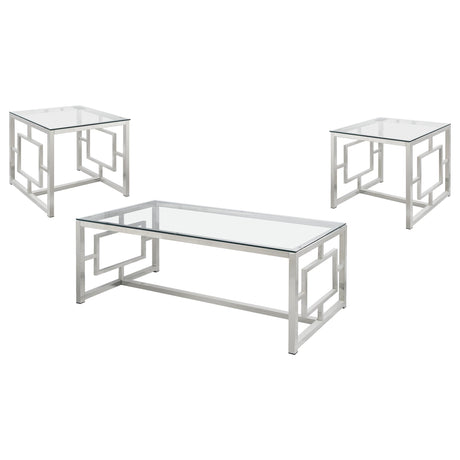 Merced Nickel 3-Piece Rectangular Coffee and End Table Set from Coaster - Luna Furniture