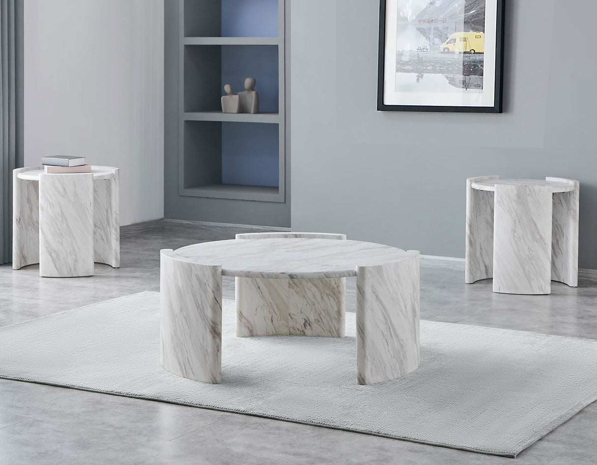 Merino Faux-Marble Round Cocktail Table from Steve Silver - Luna Furniture