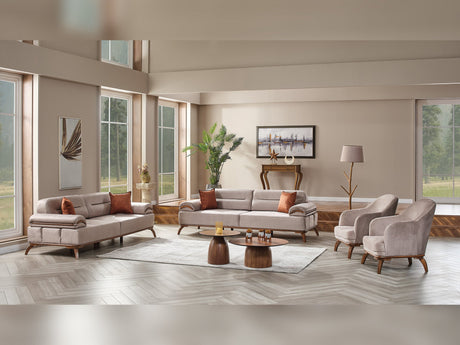 Mia 4-pieces (2 Sofa & 2 Chair) Livingroom Set in Beige from Furnia - Luna Furniture