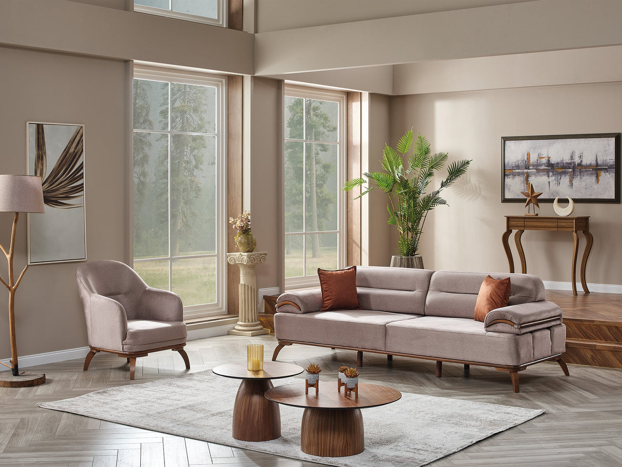Mia 4-pieces (2 Sofa & 2 Chair) Livingroom Set in Beige from Furnia - Luna Furniture