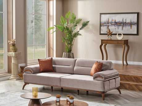 Mia 4-pieces (2 Sofa & 2 Chair) Livingroom Set in Beige from Furnia - Luna Furniture