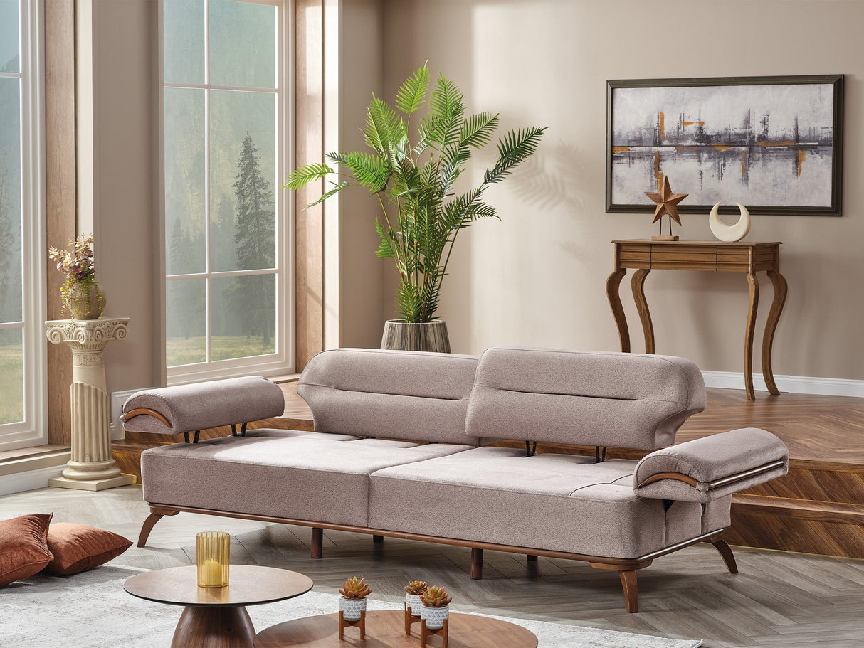 Mia Convertible Sofa in Beige from Furnia - Luna Furniture