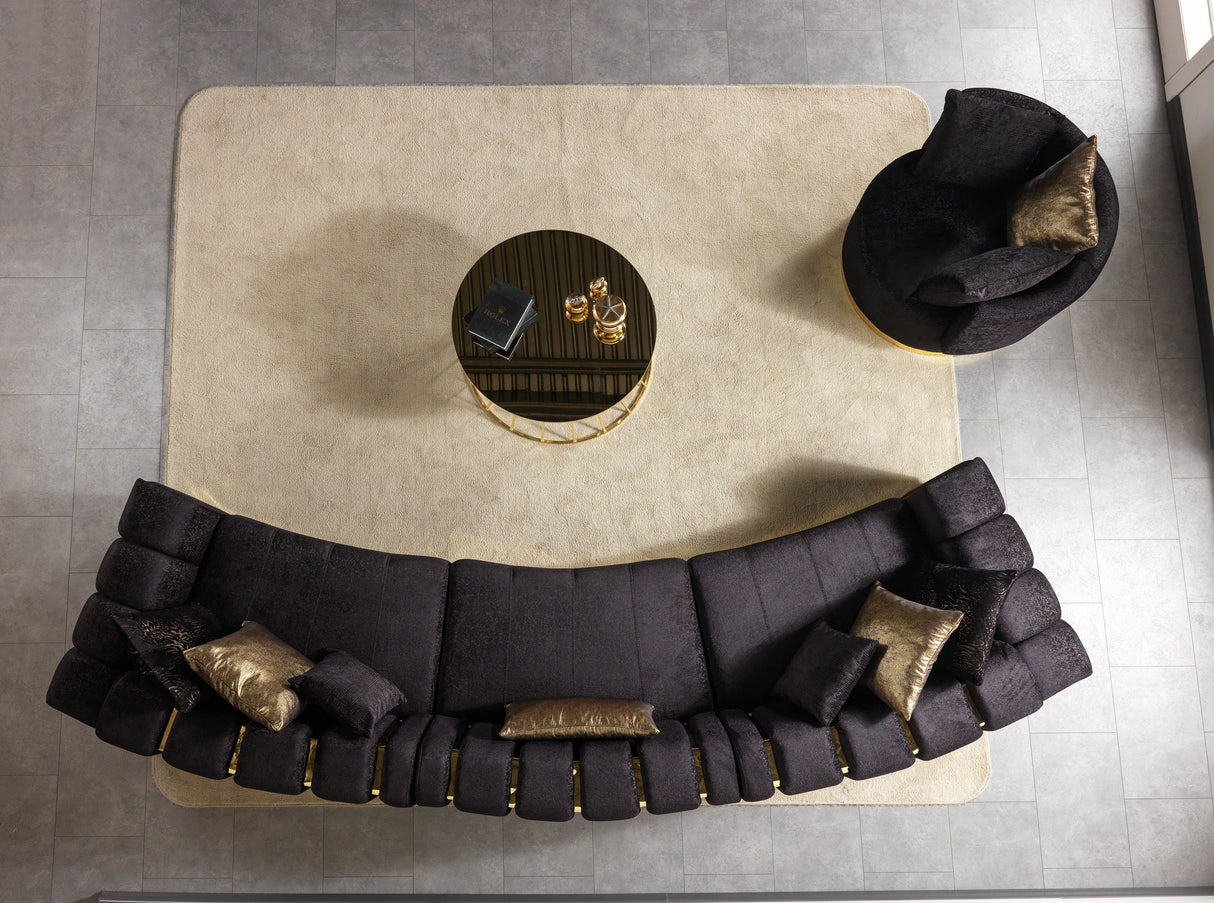 Michelle Black Velvet 3-Piece Curved 165" Sectional from Nova Furniture - Luna Furniture