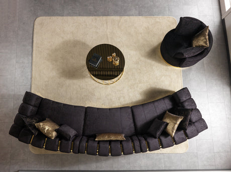 Michelle Black Velvet 3-Piece Curved 165" Sectional from Nova Furniture - Luna Furniture