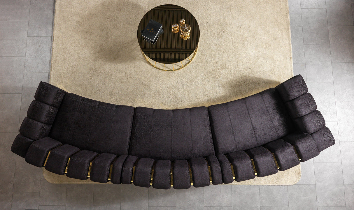 Michelle Black Velvet 3-Piece Curved 165" Sectional from Nova Furniture - Luna Furniture