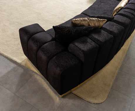 Michelle Black Velvet 3-Piece Curved 165" Sectional from Nova Furniture - Luna Furniture